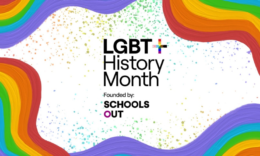 LGBTQ+ History Month Official logo with the rainbow colours